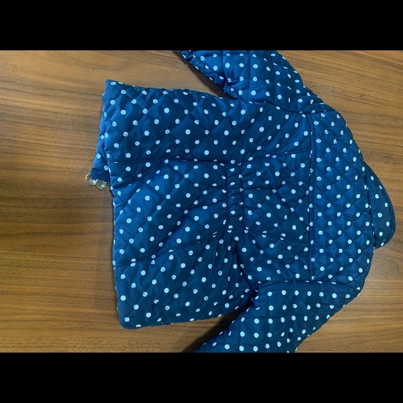 Blue and white polka dot puffy jacket - Picture 3 of 4